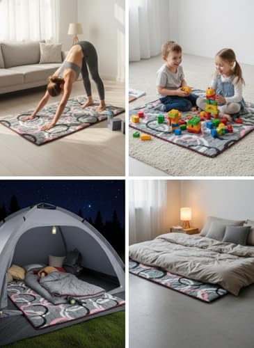 Image of K25 Cotton Floor Bed Mattress with High-Density Foam for Extra Bedding | Lightweight Reversible Portable Rolling Mat for Travel Yoga Outdoor & Camping (Size: 72x48x0.8 Inch, Multicolor)