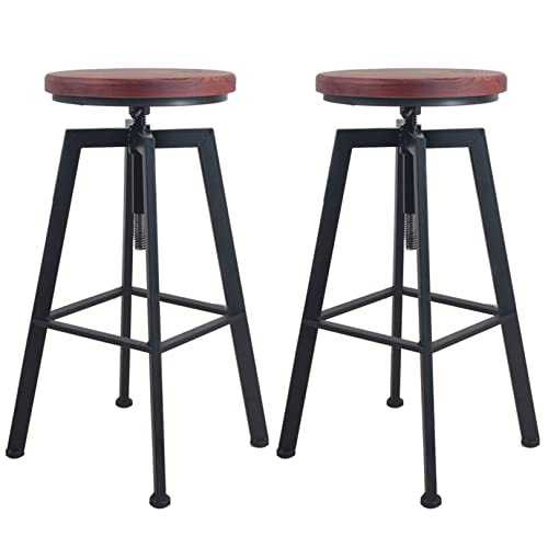 Tabouret de bar cuisine bois massif hauteur réglable 60-80cm lot de 2 chaises de bar comptoir