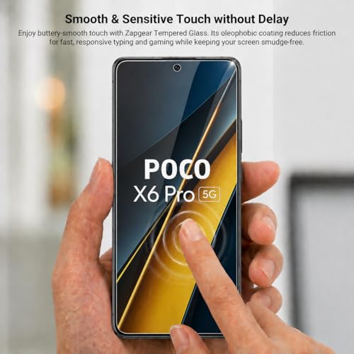 Image of Premium Tempered Glass for POCO X6 5G and POCO X6 PRO | Edge-to-Edge Protection | 9H Military Grade Hardness | Bubble-Free & Case Friendly HD Clear Screen Protector