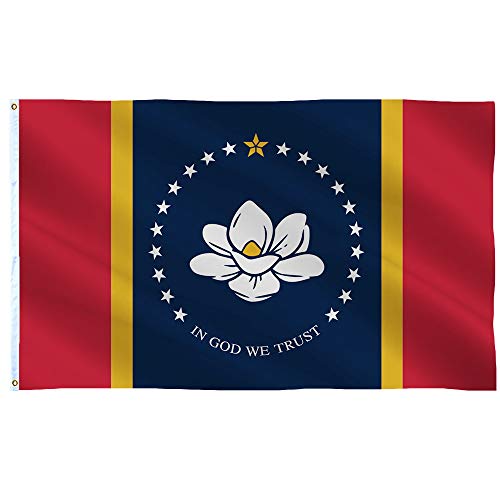 SOULBUTY New Mississippi State Flag 3x5 Outdoor, in God We Trust Flag, Magnolia Flag, 150D Polyester Fabric, Brass Grommets, Fading Resistance