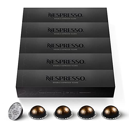 NESPRESSO VERTUO Double Espresso Scuro | Arabica & Robusta Kaffee dunkler Röstung | Ideal für doppelten Espresso | Kompatibel mit VERTUO Kapselmaschinen | 50 Kapseln