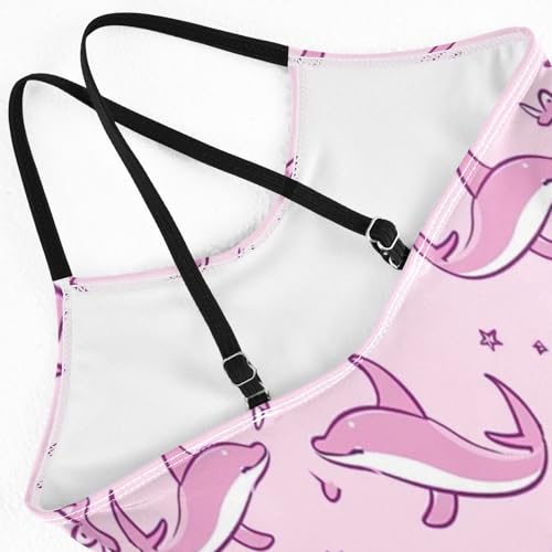 Pink Blue Whale Girls One-Piece Swimsuit Beach Bathing Suit4