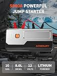Acmount 5000A Car Jump Starter, 12V Battery Booster Pack for Up to 10.0L Gas & 8.0L Diesel Engines, Portable Jump Box with Smart Safe Jumper Cables, Power Bank, Car Emergency Kit