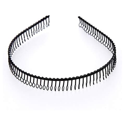 6Pcs Unisex Black Metal Hairband Teeth Comb Headband Hair Hoop Headwear Accessory for Women Men Cover