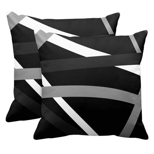Emvency Throw Pillow Covers Set of 2, 18 x 18 Inch, Stripes Modern Retro