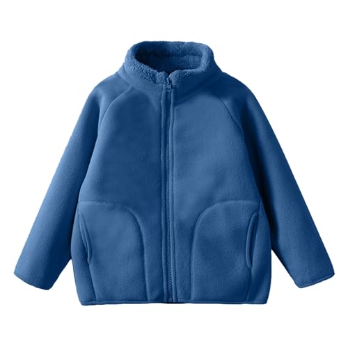 Boys Girls Fuzzy Coats Fleece-Lined Zip up Jackets Kids Plain Thick Warm Fall Winter Outwear High Neck Coats Clothes