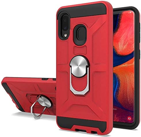 Cuoqing Samsung Galaxy A40 Case, With 1 Screen Protector, Silicone Shockproof Hard Protective Phone Cover With Ring Stand for Samsung Galaxy A40,Red