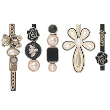 Simulated Pearl Hair Clips for Women | Unique Patterns & Shapes Barrettes for Thick Hair | Hair Barrettes for Women, Short Hair Accessories | Alligator Bobby Clips for Hair Golden & Black