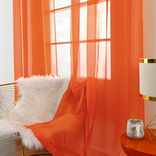 Voile de rideaux transparents orange pour une intimité préservée - 4