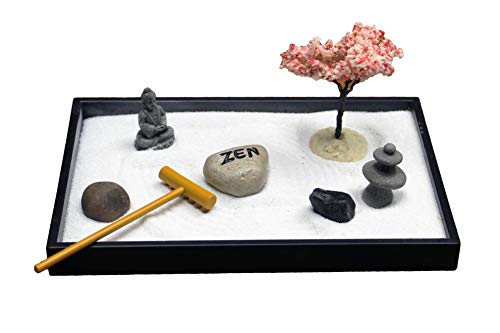 Nature's Mark, Mini Meditation Zen Garden Table Décor Kit with Accessories (8Lx5W Rectangle C)