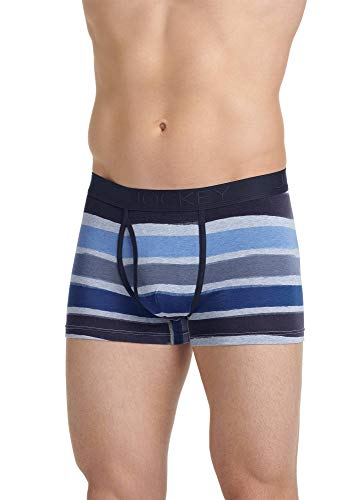 Jockey Men's Underwear Shades of Blue Stripe Trunk, Bel Air Melange, 2XL