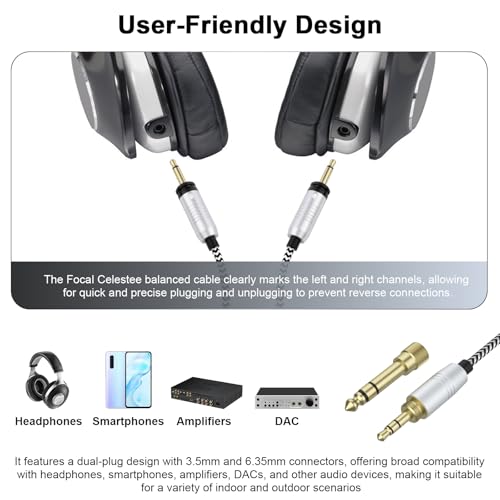 Cable de audio 3.5mm a 6.35mm para auriculares Focal 1.2 m miniatura 5