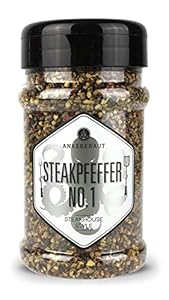 Ankerkraut Steakpfeffer No. 1, Pfeffer Mischung für Fleisch wie im Steak-House mit Chili, Finisher für BBQ aller Art, 180g im Streuer