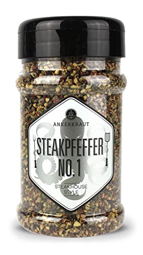 Ankerkraut Steakpfeffer No. 1 Pfeffer Mischung für Fleisch wie im Steak-House mit Chili Finisher für BBQ aller Art 180g im Streuer