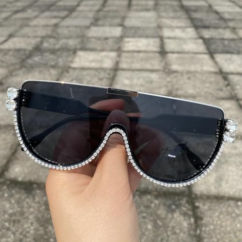 Image of Oversized Sunglasses Women Men Luxury Big Frame Mask Glasses Goggle Flat Top Clear Eye Protection Glasses Shade UV400