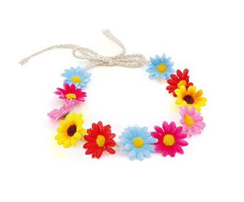 Floral Fall Sunflower Crown Hair wreath Bridal Headpiece Festivals Hair Band (Colorful)