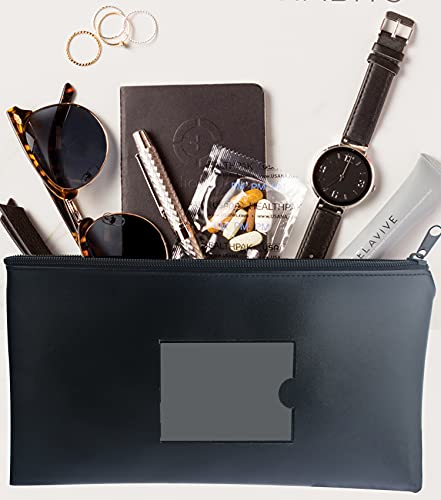 3 Pack Money Bag For Cash, Security Durable Bank Deposit Money Coin Checks Bag Pouch Organizer Receipt Holder Utility Wallet With Zipper Clear Window For Cash Men Women 11X6 Inch Black Hot Pink Green #TOP3