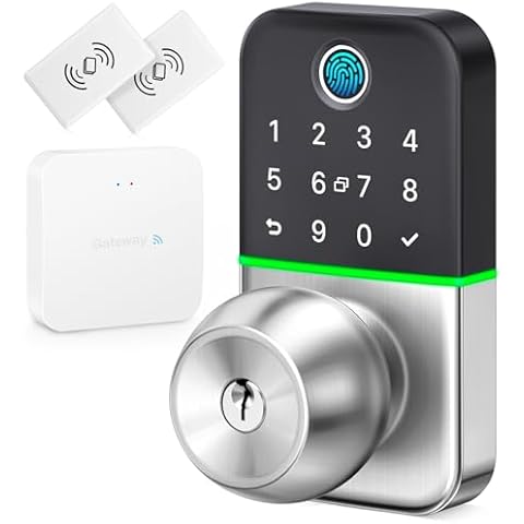 WiFi Smart Door Knob Lock with WiFi Gateway, Compatible with Nice Digi App, Remotely Control Keyless Entry Door Lock Anywhere, Compatible with Alexa to Voice Control Cover