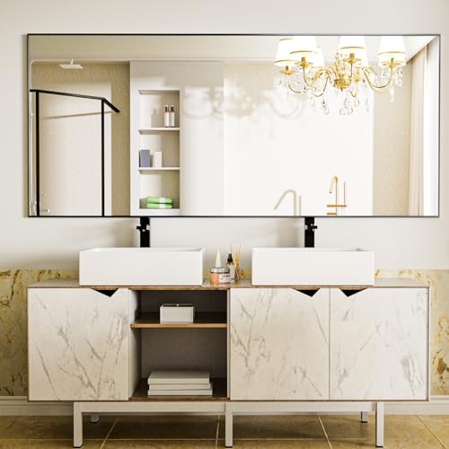 Image of BEAUTYPEAK Full Length Mirror, 71 inchx26 inch Standing Hanging or Leaning Against Wall Floor Mirrors Body Dressing Wall-Mounted for Living Room, Bedroom with Aluminum Alloy Thin Frame, Black