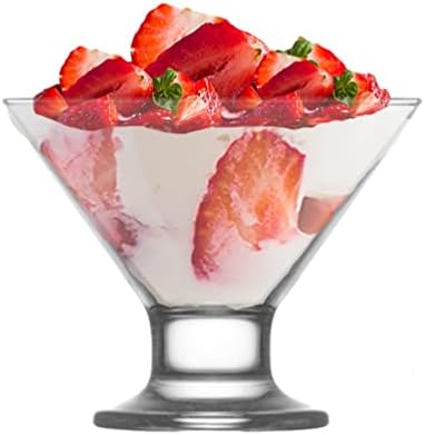 Vikko Dessert Bowls, 5.5 Ounce Ice Cream Sundae Bowls, Set of 6 Footed Dessert Cup For Ices, Pudding, Fruit, and More, Dishwasher Safe