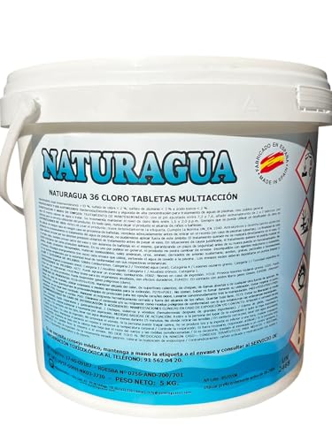 Cloro 5 Acciones - Tabletas Multiacción para Piscinas 5 kg – Pastillas de Cloro Multiacción de Larga Duración | Mantiene Agua Limpia y Cristalina, Recuperador de Agua Deteriorada