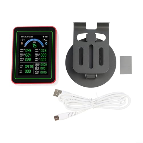 Calidad del aire 18 en 1 con sensores Pm2.5/Pm10, Tvoc y humedad, pantalla LCD a color TFT de 2.8 pulgadas, almacenamiento de datos (blanco)