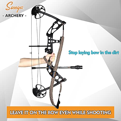 Sunya Paracord Compound Bow Sling With V2 Upgraded Magnetic Connection System. Lightweight Hands Free Shoulder Carrying Sling For Bow Hunting, Field Archery And 3D (Waterfowl Camo) #TOP4