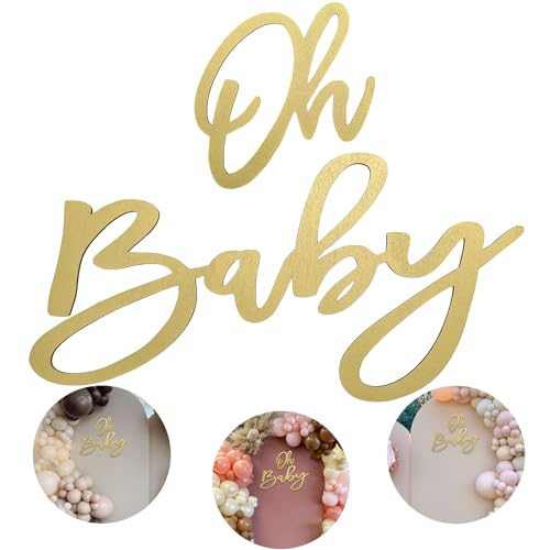 Panneau « Oh Baby » – Panneau en bois pour fête prénatale avec peinture dorée, bannière parfaite pour révéler le sexe, décoration de fête, toile de fond élégante pour bébé garçon et bébé fille (doré)