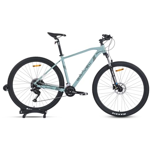 GRAVEL Bicicleta de Montaña Barel R29 – Cuadro de Aluminio 6061, Shimano Cues 2x9, Frenos Hidráulicos MT200, Suspensión 100mm con Bloqueo, Rodada 29, Ligera y de Alto Rendimiento (Gris, L)