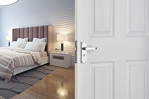 Designer Levers - Victorian Straight Lever Door Handles - Polished Chrome - 1 Pair - Euro - Locking Door Handle - Image 2