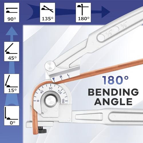 Foto von Bonvoisin Manueller Rohrbieger 2 in 1 (3/8'', 1/2'') Rohrbiegewerkzeug 0-180 Grad Kupfer, Aluminium Rohrbiegewerkzeug