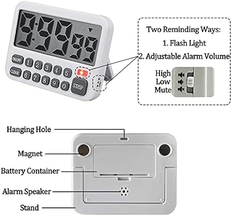 JFDBGU Digital Kitchen Timer, Large Display Cooking Timer Cycle Count Up/Down Timer with Digits Directly Input, Loud Alarm