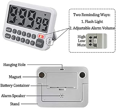 JFDBGU Digital Kitchen Timer, Large Display Cooking Timer Cycle Count Up/Down Timer with Digits Directly Input, Loud Alarm