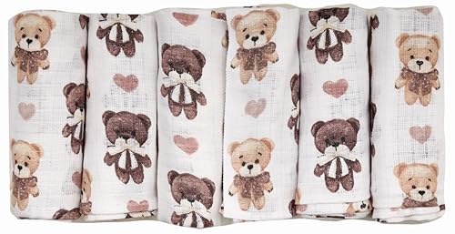 FENSILO Pañales para bebés, muselina para niños y niñas, 6 unidades, 70 x 80 cm, para bebés y recién nacidos, paños de muselina para niños y niñas, paños de algodón para eructos 10013