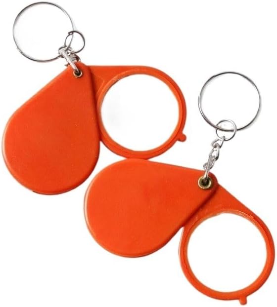 2Pcs Keychain Pocket Magnifier Jewelry Loupe Portable Foldable Magnifying Glass