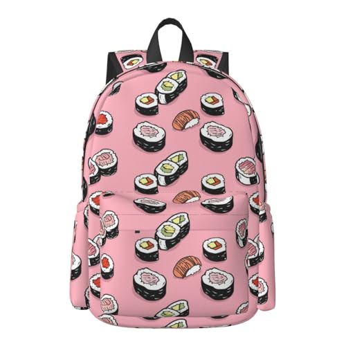 17 Inch Backpack Pink Sushi Food Cute Red Panda Laptop Backpack Shoulder Bag School Bookbag Casual Daypack