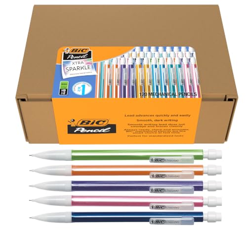 BIC Xtra Sparkle Mechanical Pencil, 0.7 mm Medium Point, Refillable Lead for Consistent Writing, 120-Count Pack with Assorted Barrel Colors - image 1