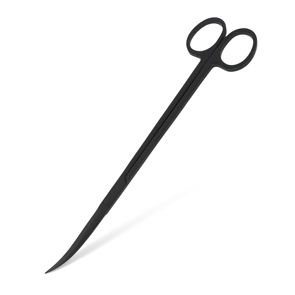 Mandala Crafts 10 Inches Black Curved Aquarium Scissors for Fish Tanks