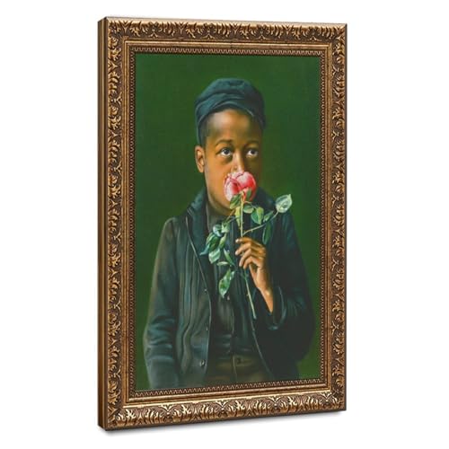 Toile American Beauty 1895 de garçon afro-américain, décoration murale apaisante pour chambre