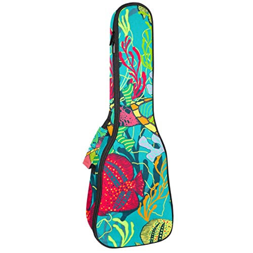 Sac robuste pour ukulélé concert au design poétique de tortues vertes