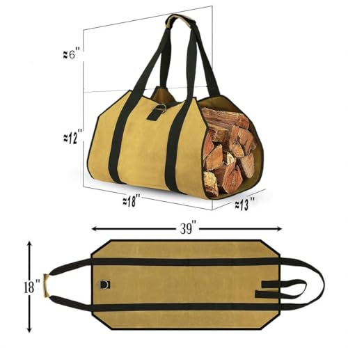 Alotoa US-FC-B Firewood Carriers,Canvas Log Carrier Bag,Outdoor Wood Racks,Fireplace Stove Accessories,Extra Large Firewood Holder thumb #3