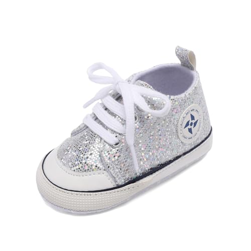 Image of Newborn Baby Girls Boys Canvas Shoes Infant Soft Sole Slip On First Walkers Sneaker Toddler Flat Loafers High Top Crib Denim Unisex Moccasins Shoe