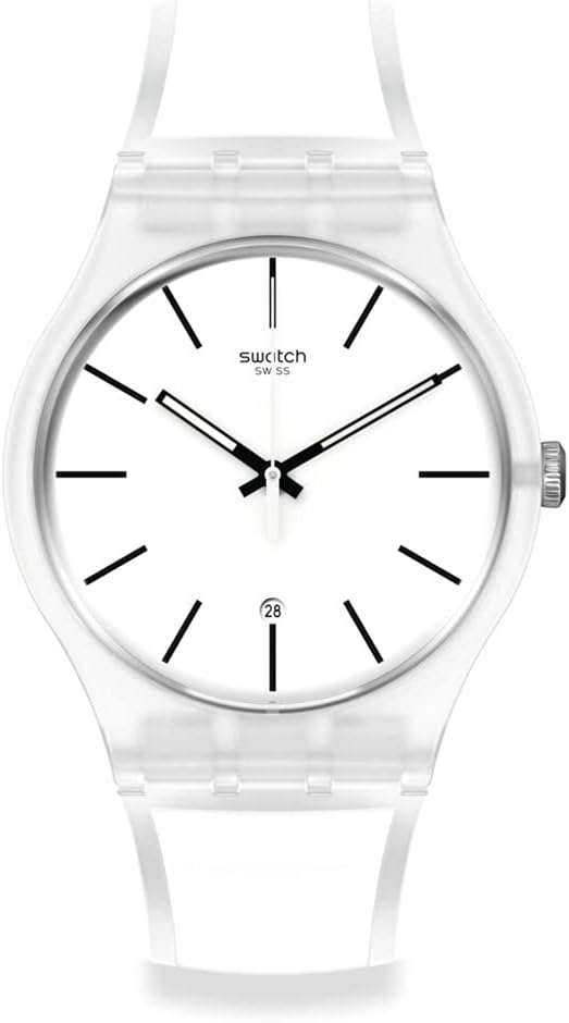 SwatchNew Gent bio-sourced Material Quartz Silicone Strap, White, 18 Casual Watch (Model: SO29K401)