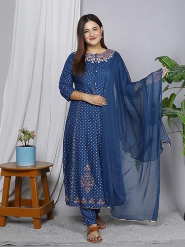 Image of Anarkali Kurta Pant Dupatta Set Embroidered