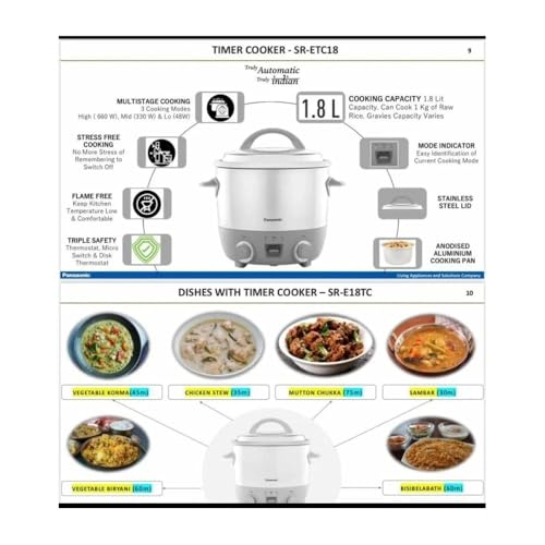 Image of Panasonic SR-ETC(18) I Timer Cooker With Temprature Control| 1.8 Litres Capacity |Cooks upto 1 Kg Raw Rice | Aluminium Cooking Pan , SS Lid I With Keep Warm Function | Warranty 5 Years on Heating Plate & 2 Years Product