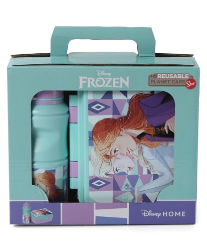 Image of STRIDERS STOR 2PCS BTS Frozen Ice Magic Lunch Box & 420ml Water Bottle Set for Kids | Insulated School Lunch Kit | Leakproof & BPA Free | Gift Box Packaging | Ideal for School, Travel & Picnics