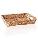 Produktbild FRIHET eckiges Deko Tablett Serviertablett handgeflochten aus Wasserhyazinthe mit Henkel | Aufbewahrungskorb für Wohnzimmer, Esszimmer & Badezimmer | Küchen & Bad Organizer | Größe 2