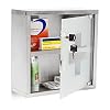 Relaxdays EMERGENCY L Medicine Cabinet, 30 x 30 x 12 cm, 2 Shelves and Locking Door, Stainless Steel and Glass, Silver