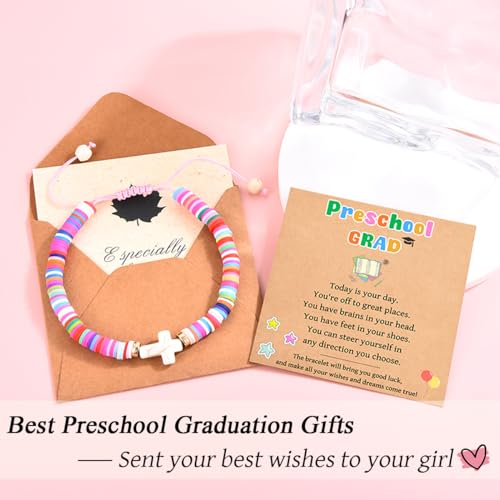 Leyung First Day of Kindergarten School Bracelet, Preschool Graduation Gifts for Girls, Back to School Graduation Cross Bracelet for Daughter Granddaughter Niece3