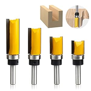 SYULCR 4 stuks vlakfrees, kogellagers, boordfrees, 8 mm schacht, ontvlagfrees, randen, kopieerfrees met kogellagers, bovenfrees, groeffrees, boordfrees, set houtbewerking, snijgereedschap voor hout